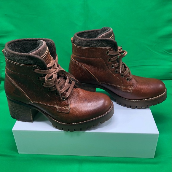 Bull Boxer Shoes - Bull Boxer Carmen Brown Stylish Lace-up Boots Stacked Block Heel Portugal  6M